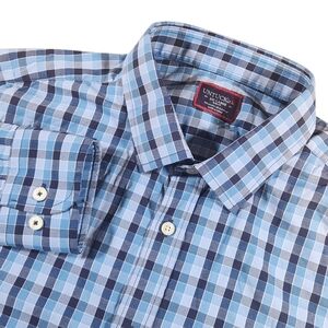 UNTUCKit Men's XXL Performance Blue Check Plaid Long Sleeve Button Shirt Stretch